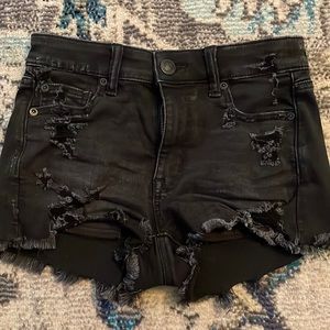 American eagle size 4 high rise shortie black distressed shorts